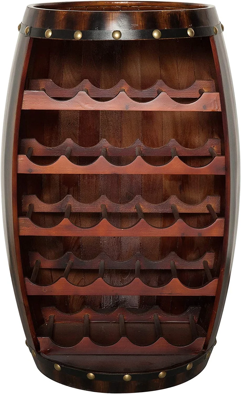 Originelles Flaschenregal BOTELLA 80cm braun Weinfass Pinienholz