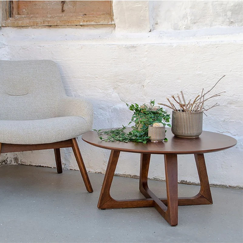 Design Couchtisch PURE in Walnuss Furnier Ø 75 cm