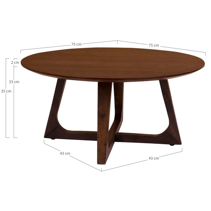Design Couchtisch PURE in Walnuss Furnier Ø 75 cm