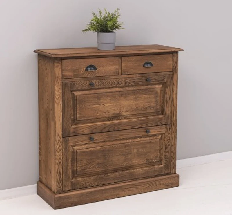 Casa Padrino Schuhschrank im Landhausstil mit 2 Türen und 2 Schubladen, 103 x 35 x 105 cm