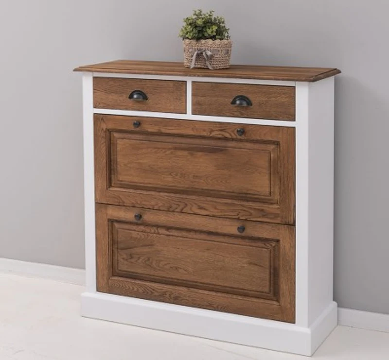 Casa Padrino Schuhschrank im Landhausstil mit 2 Türen und 2 Schubladen, 103 x 35 x 105 cm