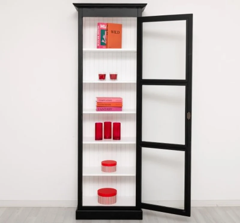 Casa Padrino Vitrine im Landhausstil mit 1 Glastür, 75 x 40 x 220 cm