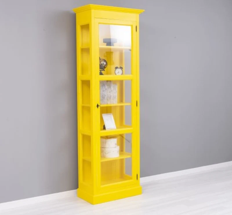 Casa Padrino Vitrine im Landhausstil mit 1 Glastür, 75 x 40 x 220 cm
