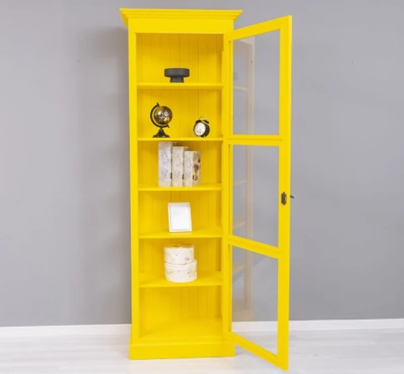 Casa Padrino Vitrine im Landhausstil mit 1 Glastür, 75 x 40 x 220 cm