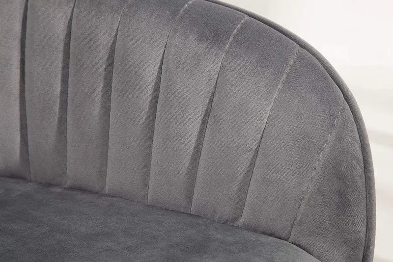 Eleganter Stuhl MILAN Samt grau Ziersteppung Armlehnen