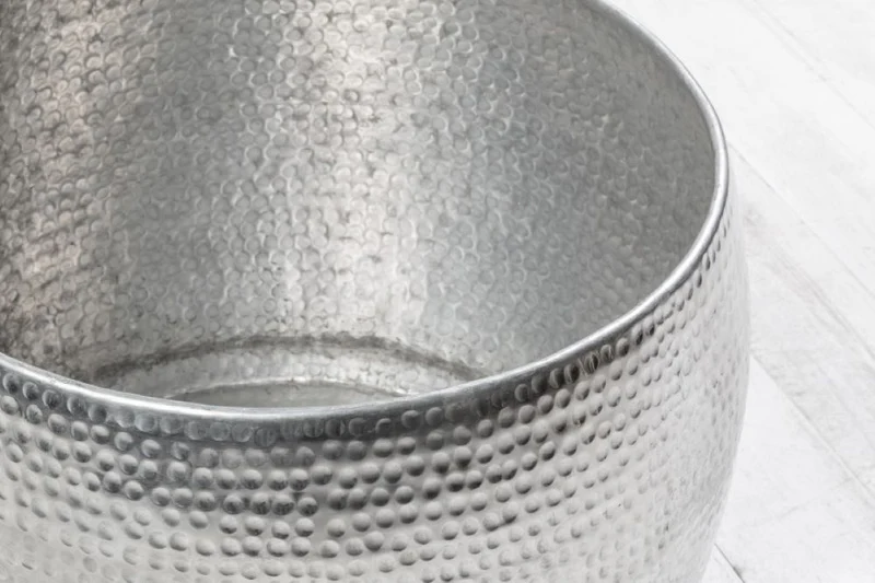 Design Couchtisch MARTELLO No.1 Aluminium 60cm silber Hammerschlag