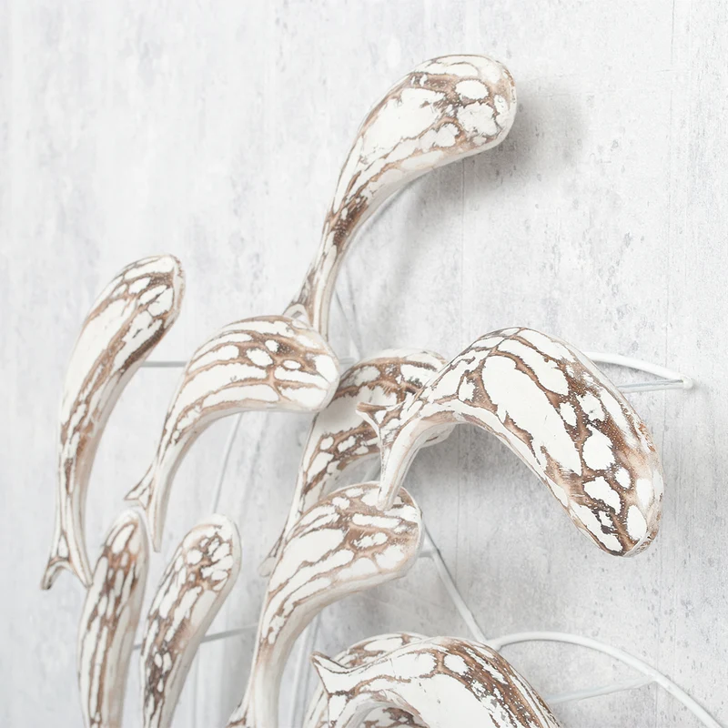 Wand-Deko IKAN White Wash ca. 70x85cm (BxH) Holz Fische