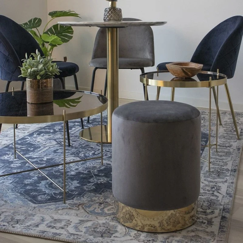 Eleganter Hocker CHANTAL 43cm grau Samt