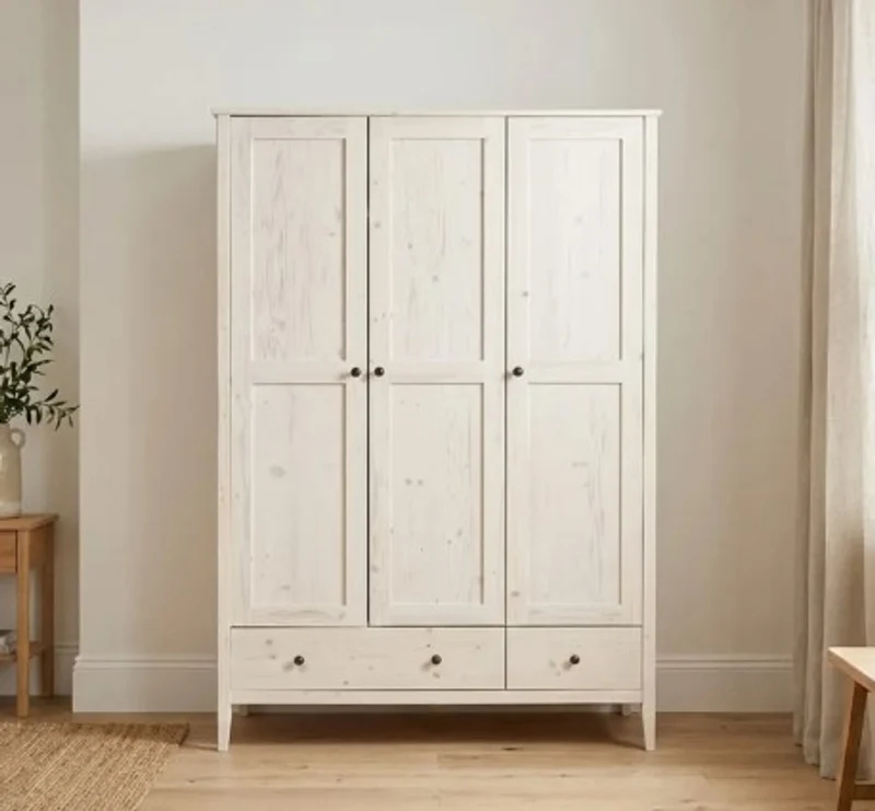 Casa Padrino Kleiderschrank im Landhausstil mit 3 Türen, 141 x 55 x 200 cm