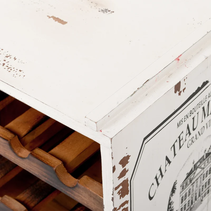Flaschenbox SURAT Antique White ca. H40cm Mahagoni Shabby Weinregal