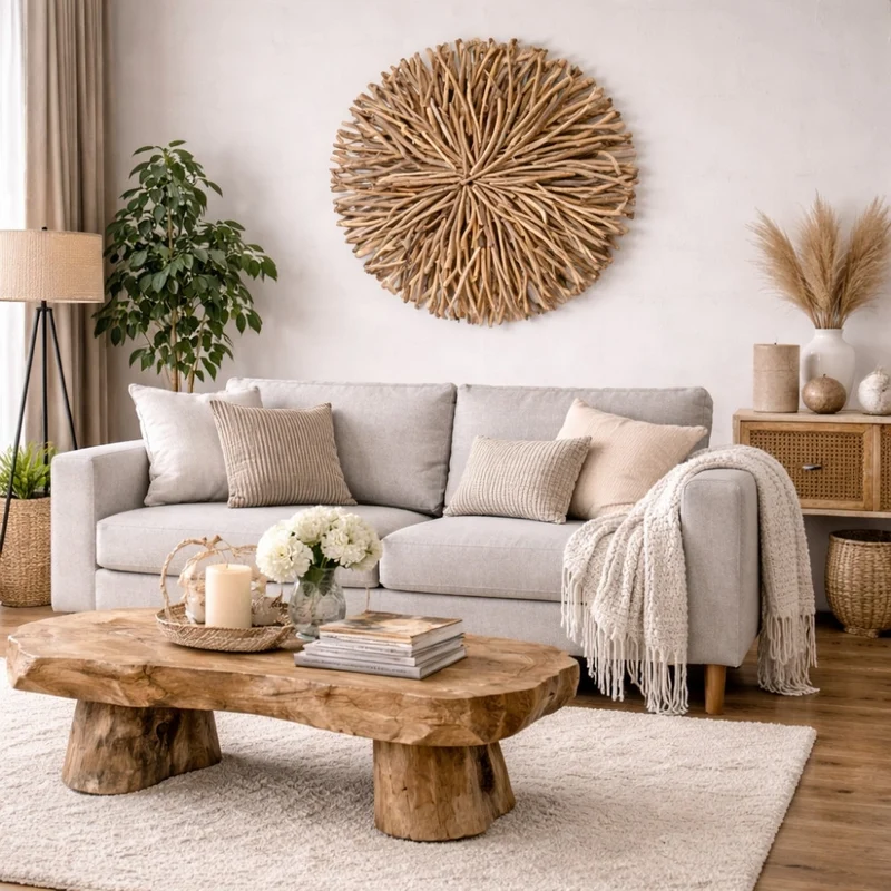 Wand-Deko-Objekt BULAT Natural Ø ca. 70cm Treibholz Wandbild