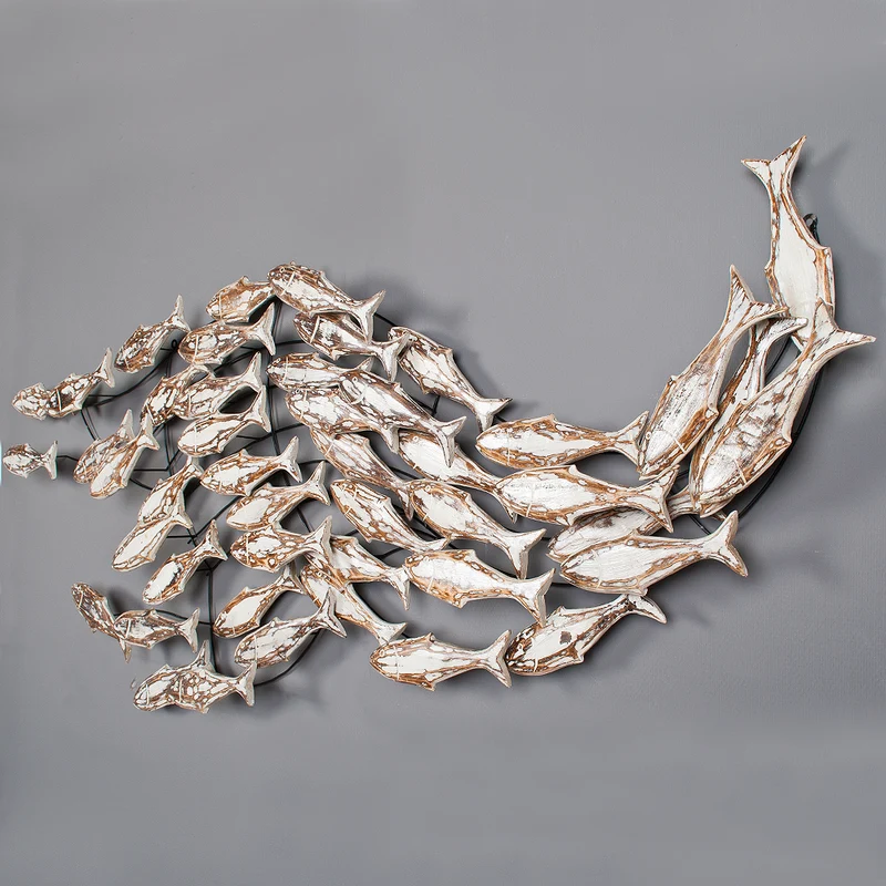 Wand-Deko IKAN ca. 180x70cm White Wash Albasia
