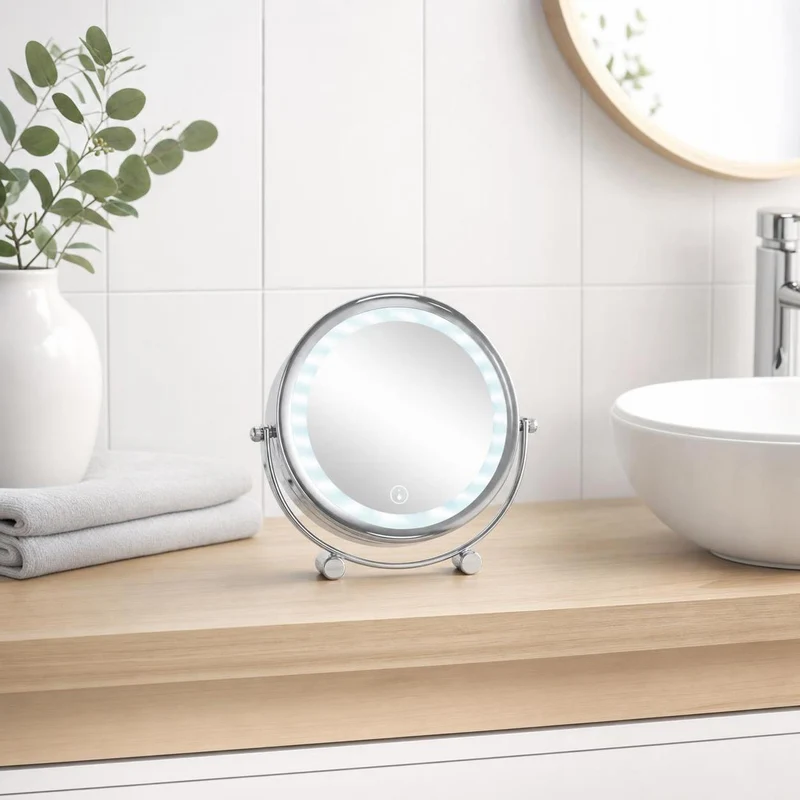LED-Kosmetikspiegel BRIGHT MIRROR SHORTY Silberfarben