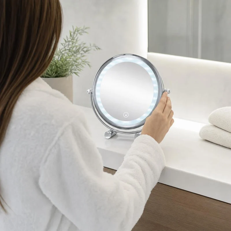 LED-Kosmetikspiegel BRIGHT MIRROR SHORTY Silberfarben