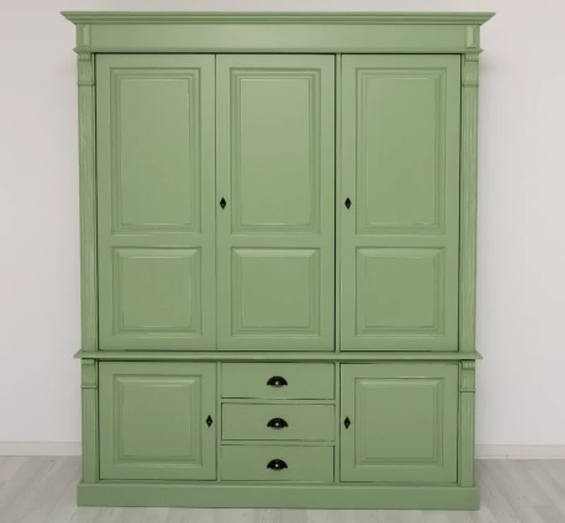 Casa Padrino Kleiderschrank im Landhausstil mit 3 Türen und 3 Schubladen, 176 x 59 x 210 cm