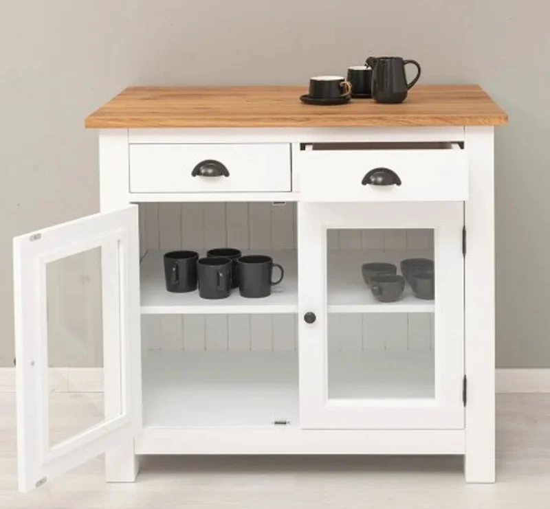 Casa Padrino Kommode im Landhausstil mit 2 Türen, 2 Schubladen und Eichenholzplatte, 100 x 65 x 90 cm