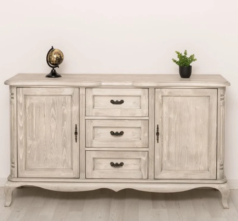 Casa Padrino Kommode im Landhausstil Silberfrost mit 2 Türen und 3 Schubladen, 158 x 48 x 89 cm