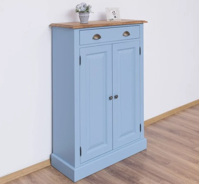 Casa Padrino Schrank im Landhausstil mit 2 Türen, 1 Schublade und Eichenholzplatte, 85 x 35 x 120 cm