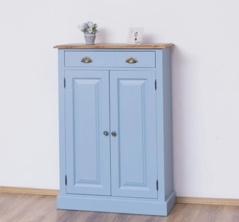 Casa Padrino Schrank im Landhausstil mit 2 Türen, 1 Schublade und Eichenholzplatte, 85 x 35 x 120 cm