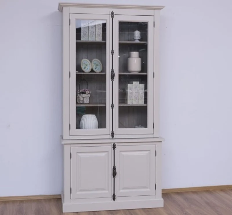 Casa Padrino Sideboard im Landhausstil mit 2 Glastüren, 120 x 50 x 228 cm