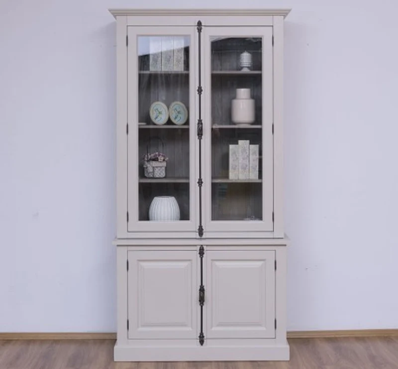 Casa Padrino Sideboard im Landhausstil mit 2 Glastüren, 120 x 50 x 228 cm