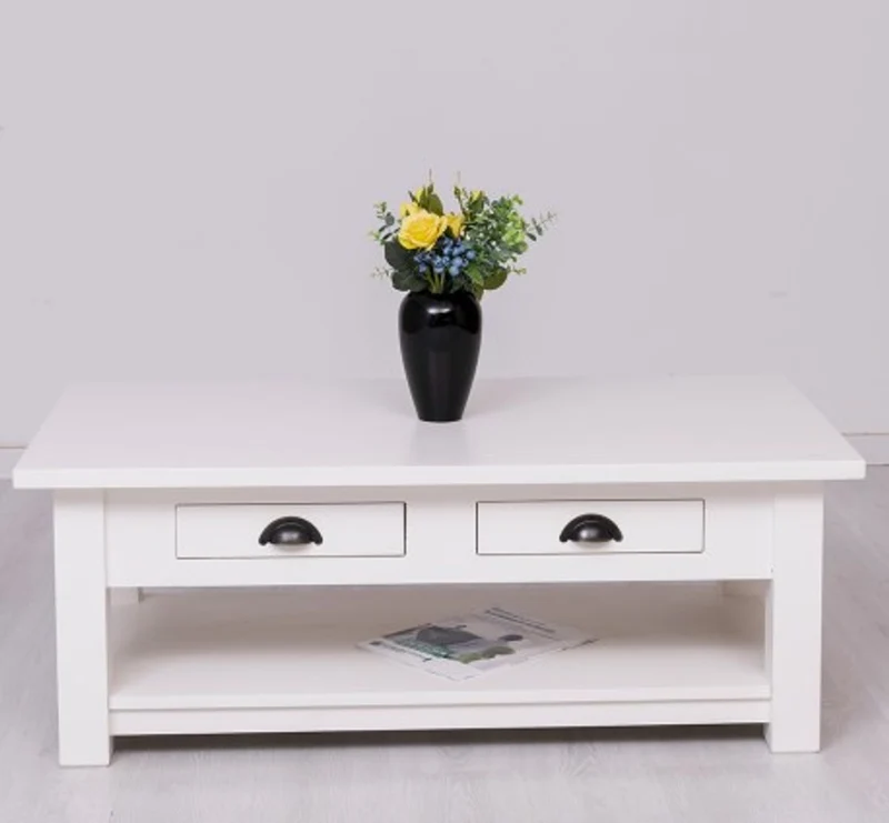 Casa Padrino Couchtisch im Landhausstil mit 2 Schubladen, 120 x 65 x 45 cm