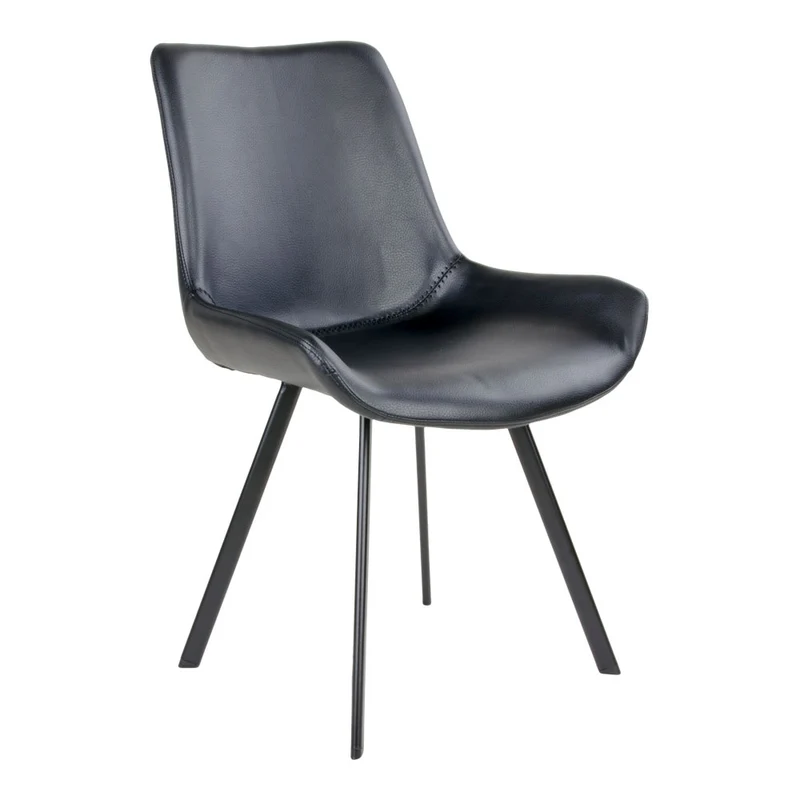Retro-Design CHICAGO Stuhl (2er Set) schwarz mit schwarzen Beinen