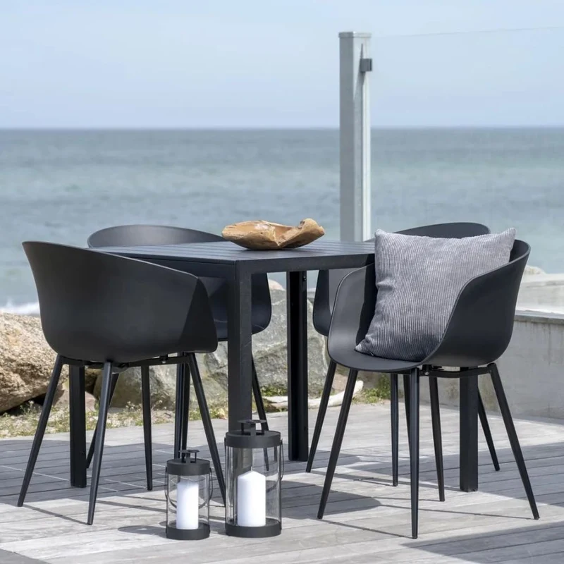 2er Set Design Stuhl DAVOS schwarz Schalensitz Indoor Outdoor