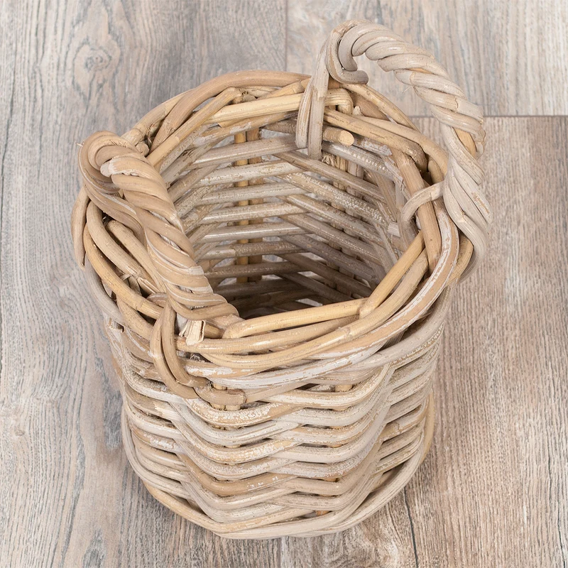 2er Set Natur-Rattankorb BAKUL rund Grey ca. 20cm