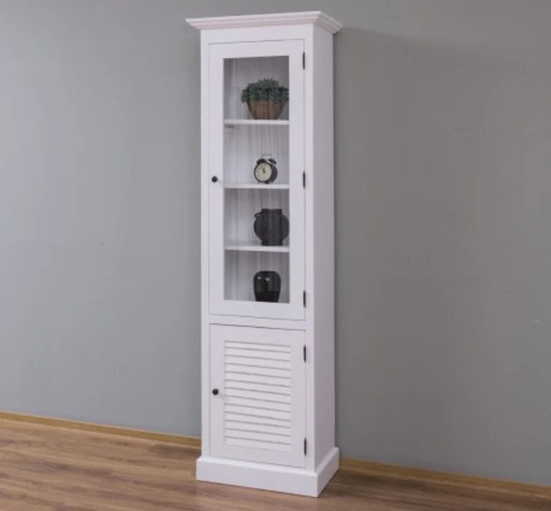 Casa Padrino Vitrine im Landhausstil mit 1 Glastür, 64 x 39 x 210 cm