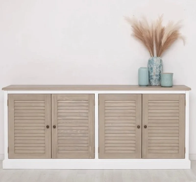 Casa Padrino Sideboard im Landhausstil mit 4 Türen und Eichenholzplatte, 209 x 37 x 90 cm