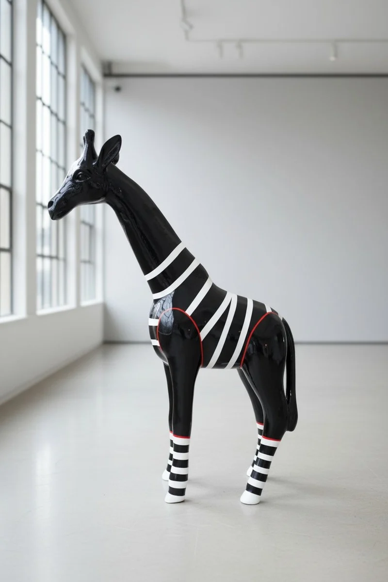Casa Padrino Luxus Deko Skulptur Giraffe Marin H. 115 cm - Riesige Gartenskulptur - Lebensgroße Skulptur - XXL Deko Skulptur - XXL Deko Figur