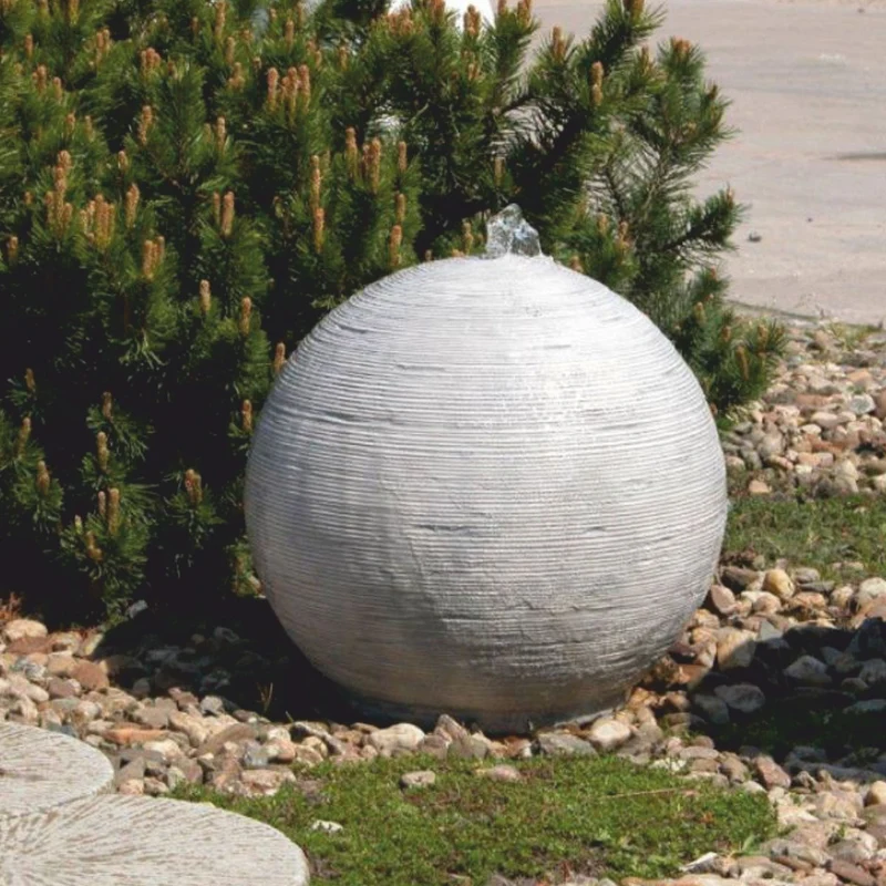 Casa Padrino Kugelbrunnen Grau Ø 60 x H. 55 cm - Runder Springbrunnen - Garten & Terrassen Deko Accessoires