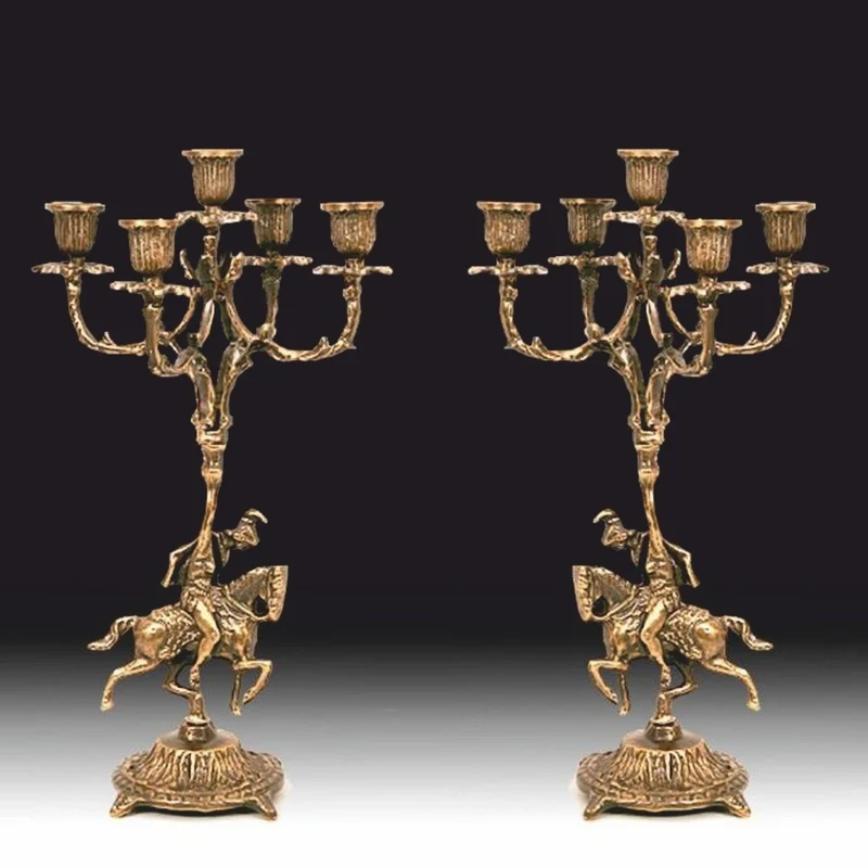 Casa Padrino Luxus Barock Bronze Kerzenhalter Set Antik Gold Ø 23 x H. 39 cm - Barock Deko Accessoires - Barock Interior - Edel & Prunkvoll