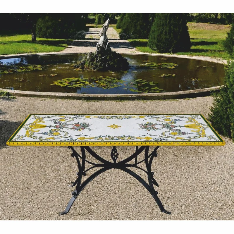 Casa Padrino Luxus Jugendstil Esstisch Weiß / Bunt / Schwarz 200 cm - Rechteckiger Gartentisch - Gastronomie Möbel - Made in Italy