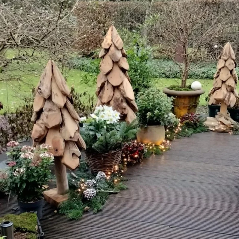 Teak Deko Baum BOOM ca. H120cm Tannenbaum Massivholz