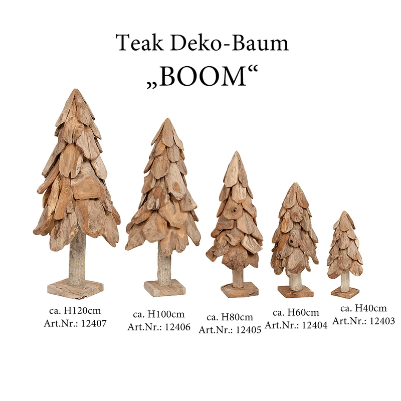 Teak Deko Baum BOOM ca. H40cm Tannenbaum Massivholz