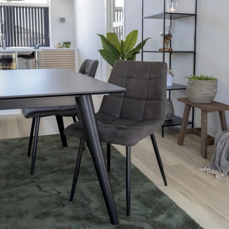 Modernes 2er Stuhl-Set LEIRIA dunkelgrau Mikrofaser