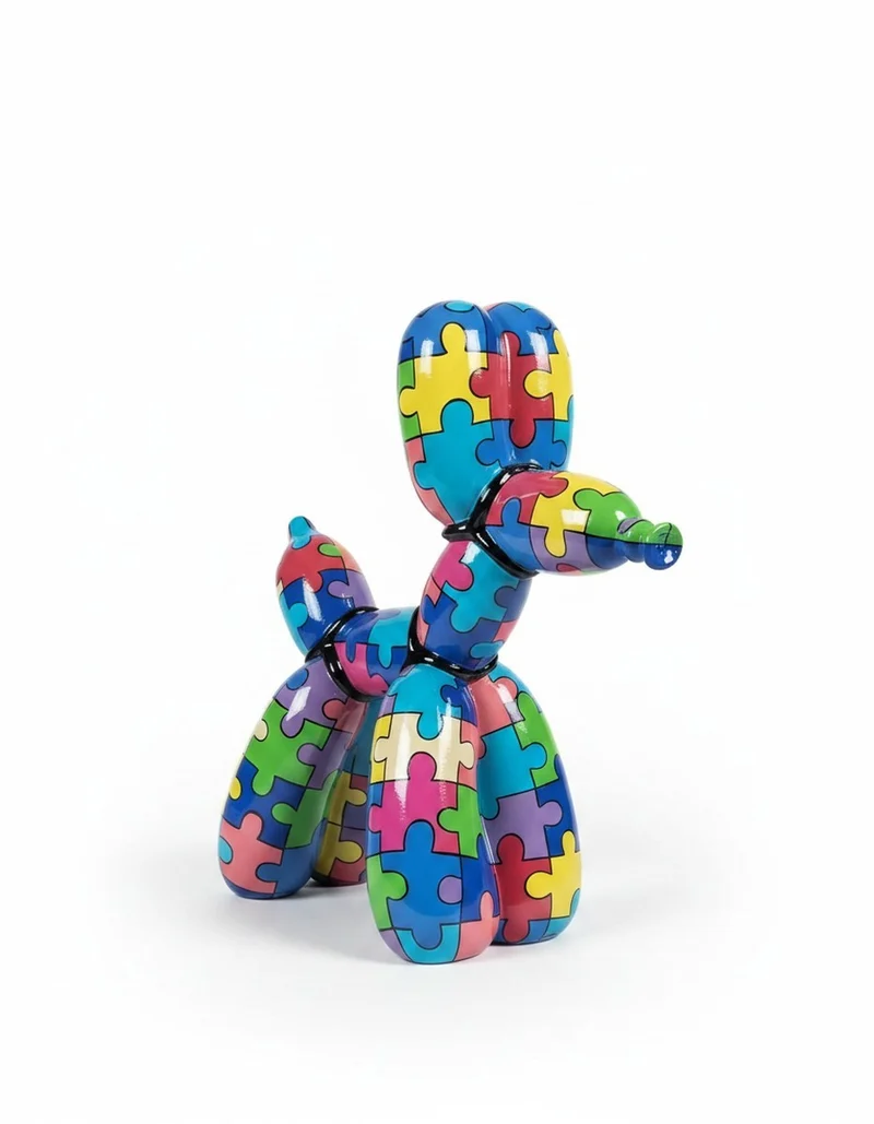 Casa Padrino Luxus Deko Skulptur Hund Puzzle H. 100 cm - Riesige Gartenskulptur - Lebensgroße Skulptur - XXL Deko Skulptur - XXL Deko Figur
