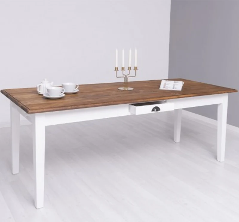 Casa Padrino Esstisch im Landhausstil mit Eichenholzplatte, 210 x 90 x 78 cm
