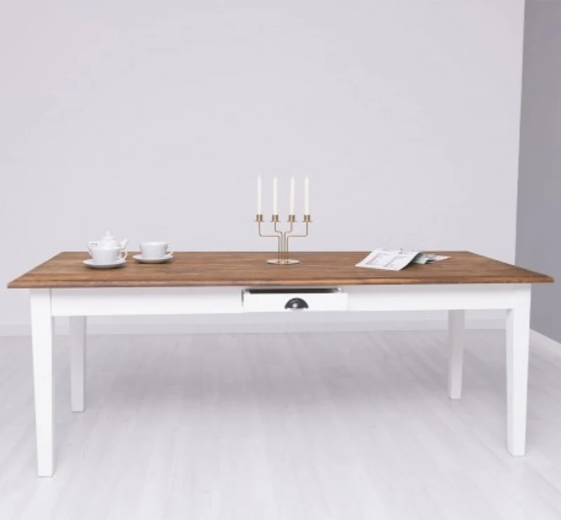 Casa Padrino Esstisch im Landhausstil mit Eichenholzplatte, 210 x 90 x 78 cm