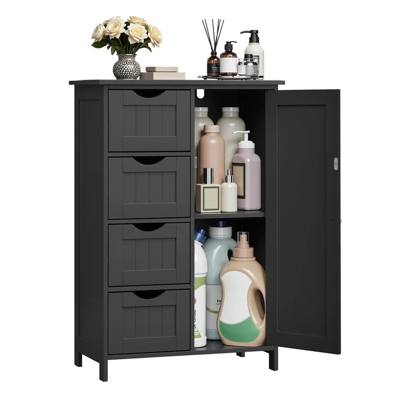 Armario de Baño Estrecho Cómoda con Cajones Estante Ajustable