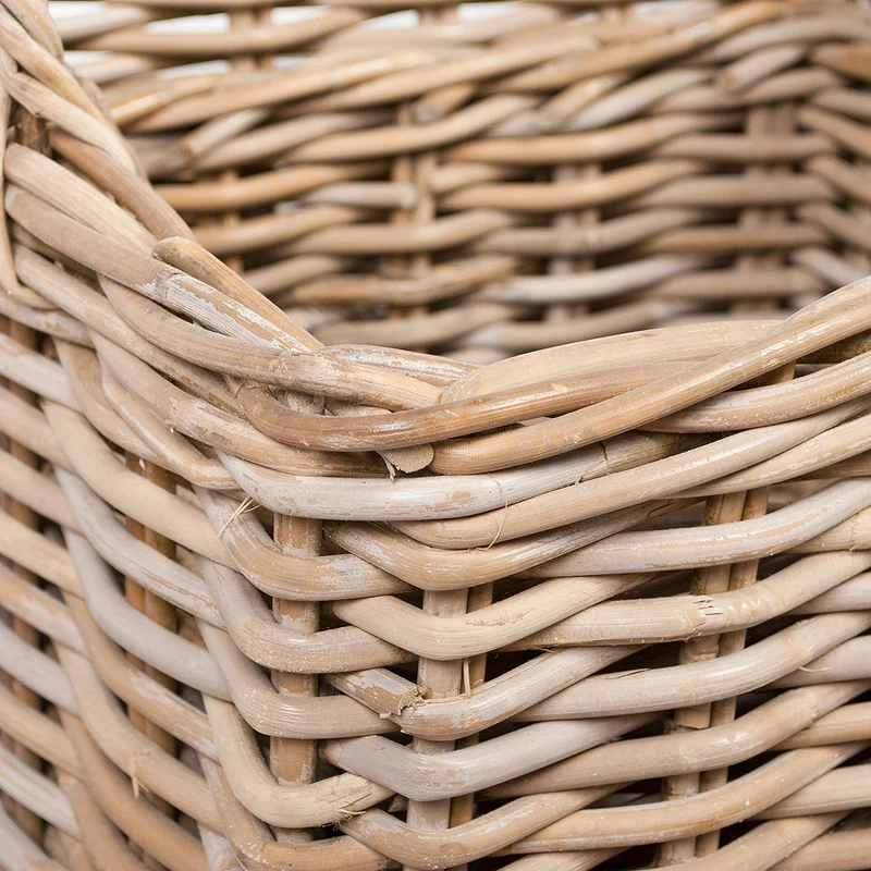 Rattankorb BAKUL eckig Grey 30x30cm mit Griffen