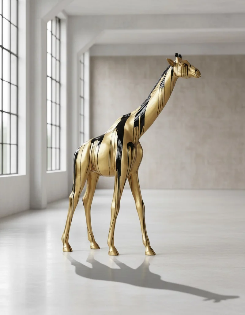 Casa Padrino Luxus Deko Skulptur Giraffe G Trash Schwarz H. 320 cm - Riesige Gartenskulptur - Lebensgroße Skulptur - XXL Deko Skulptur - XXL Deko Figur