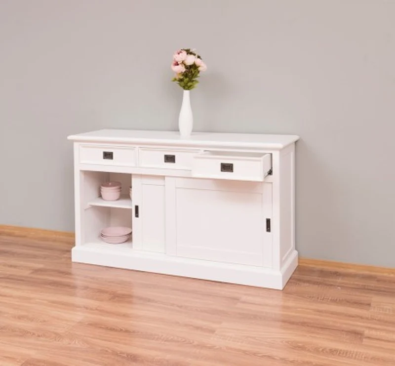 Casa Padrino Schrank im Landhausstil mit 2 Schiebetüren und 3 Schubladen, 146 x 46 x 85 cm