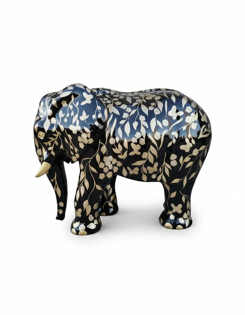 Casa Padrino Luxus Deko Skulptur Elefant Hindi H. 60 cm - Deko Skulptur - Deko Figur - Tierfigur - Gartendeko