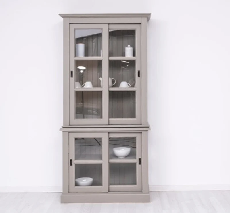 Casa Padrino Vitrine im Landhausstil mit 2 Türen, 110 x 47 x 220 cm