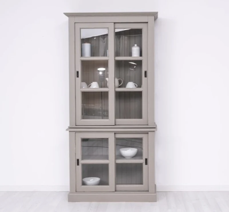 Casa Padrino Vitrine im Landhausstil mit 2 Türen, 110 x 47 x 220 cm