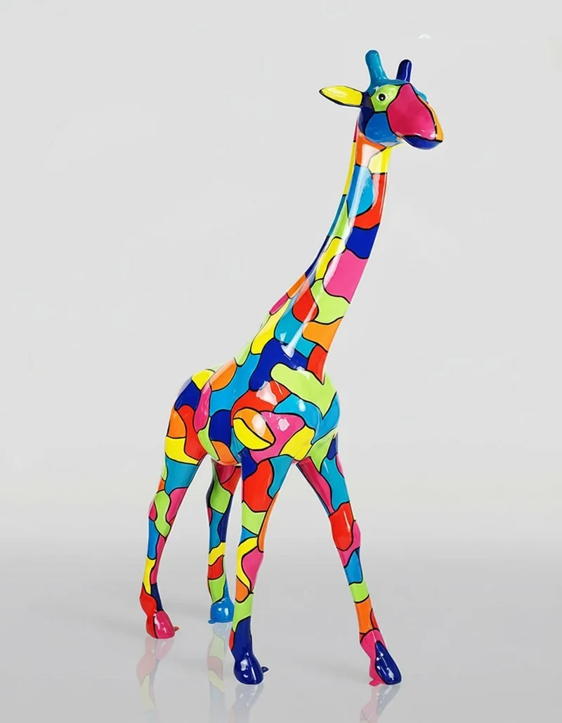 Casa Padrino Luxus Deko Skulptur Giraffe Mosaik H. 230 cm - Riesige Gartenskulptur - Lebensgroße Skulptur - XXL Deko Skulptur - XXL Deko Figur