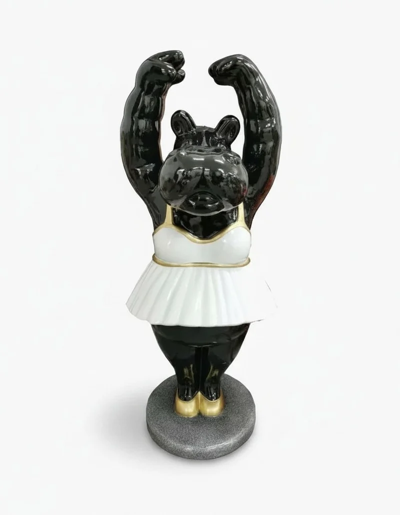 Casa Padrino Luxus Deko Skulptur Nilpferd Hippo Ballerina H. 93 cm - Deko Skulptur - Deko Figur - Tierfigur - Gartendeko